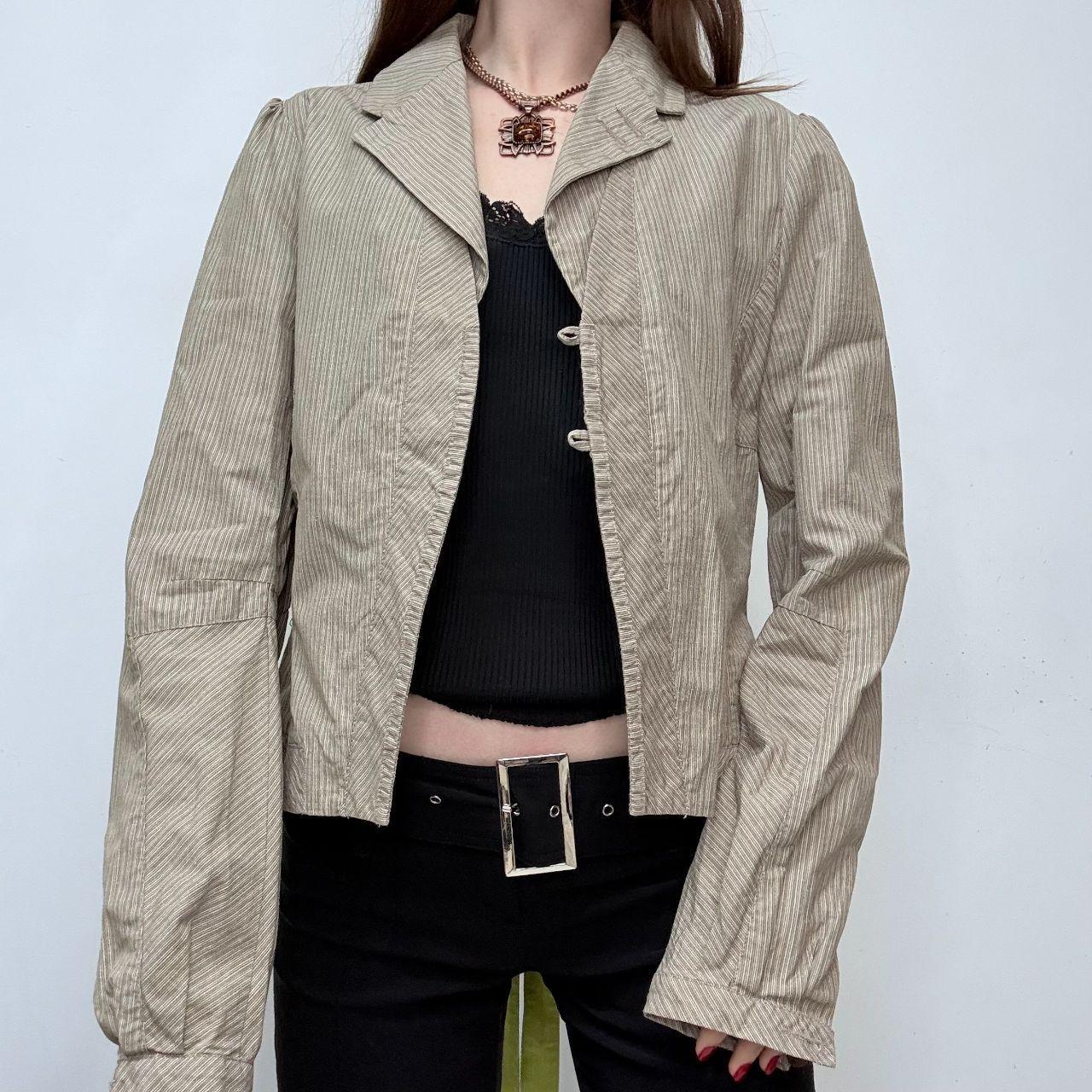 Flared pinstripe archival puff shirt