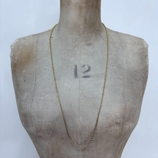 Long gold plated twist chain necklace