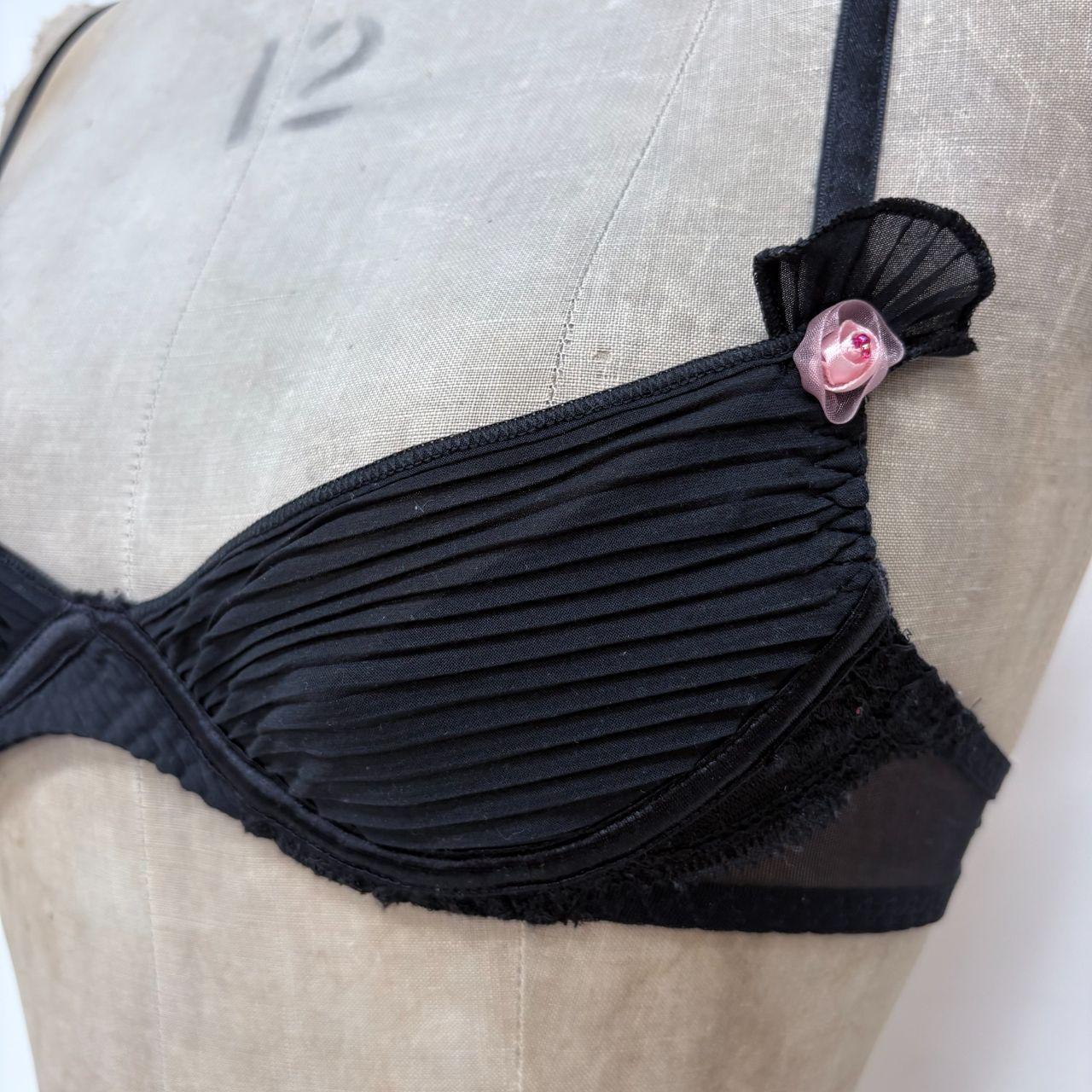 Pleated black sheer french bra