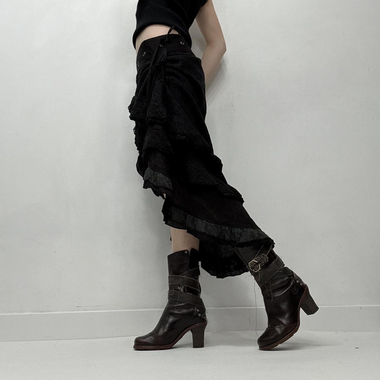 Black lace wrap studded eyelet skirt