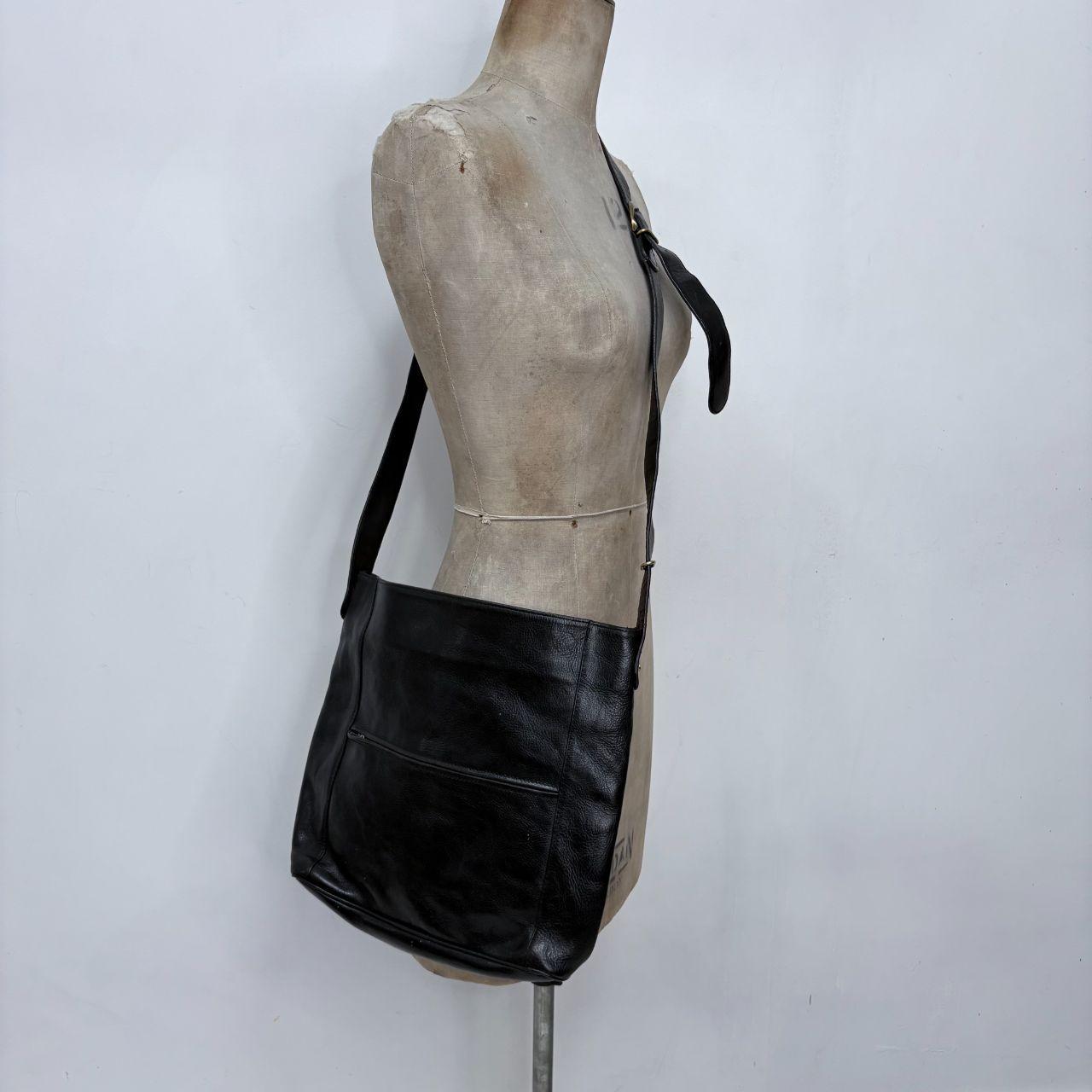 Black leather crossbody messenger bag