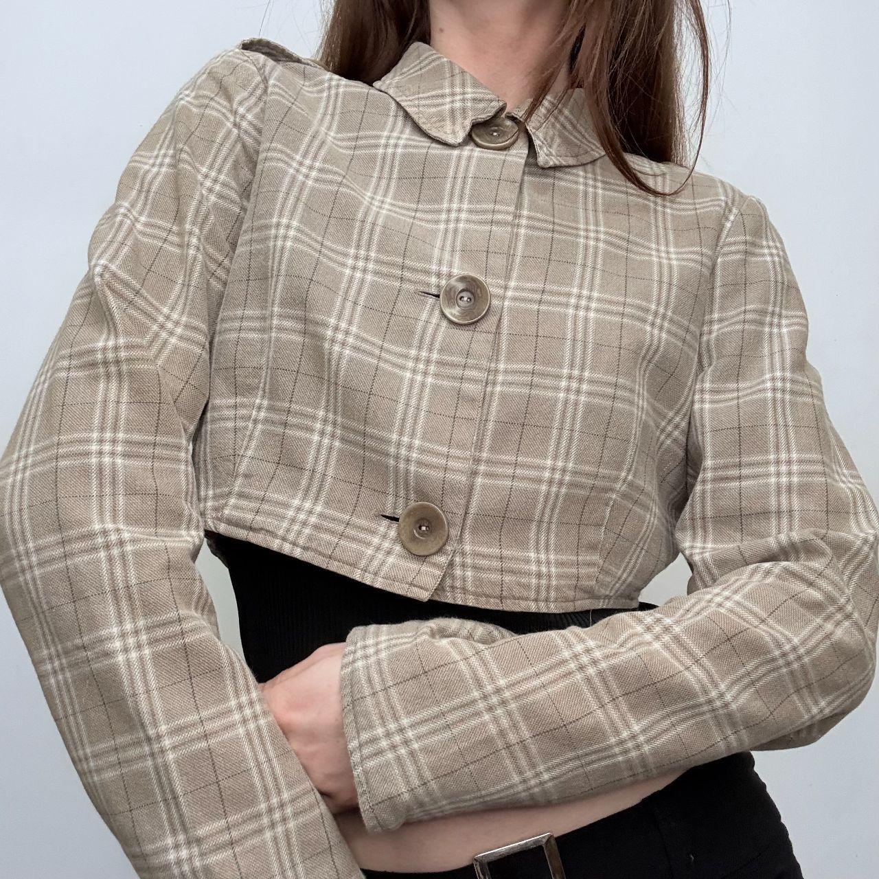 Cropped tartan check jacket