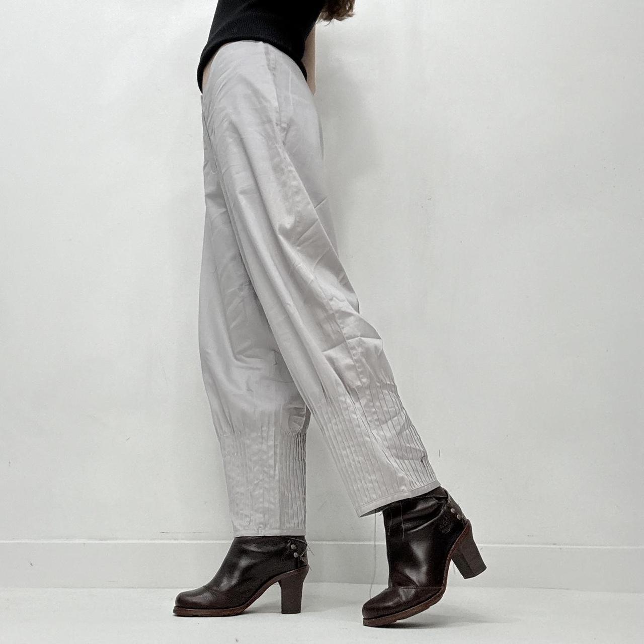 Grey pleated puff barrel trousers