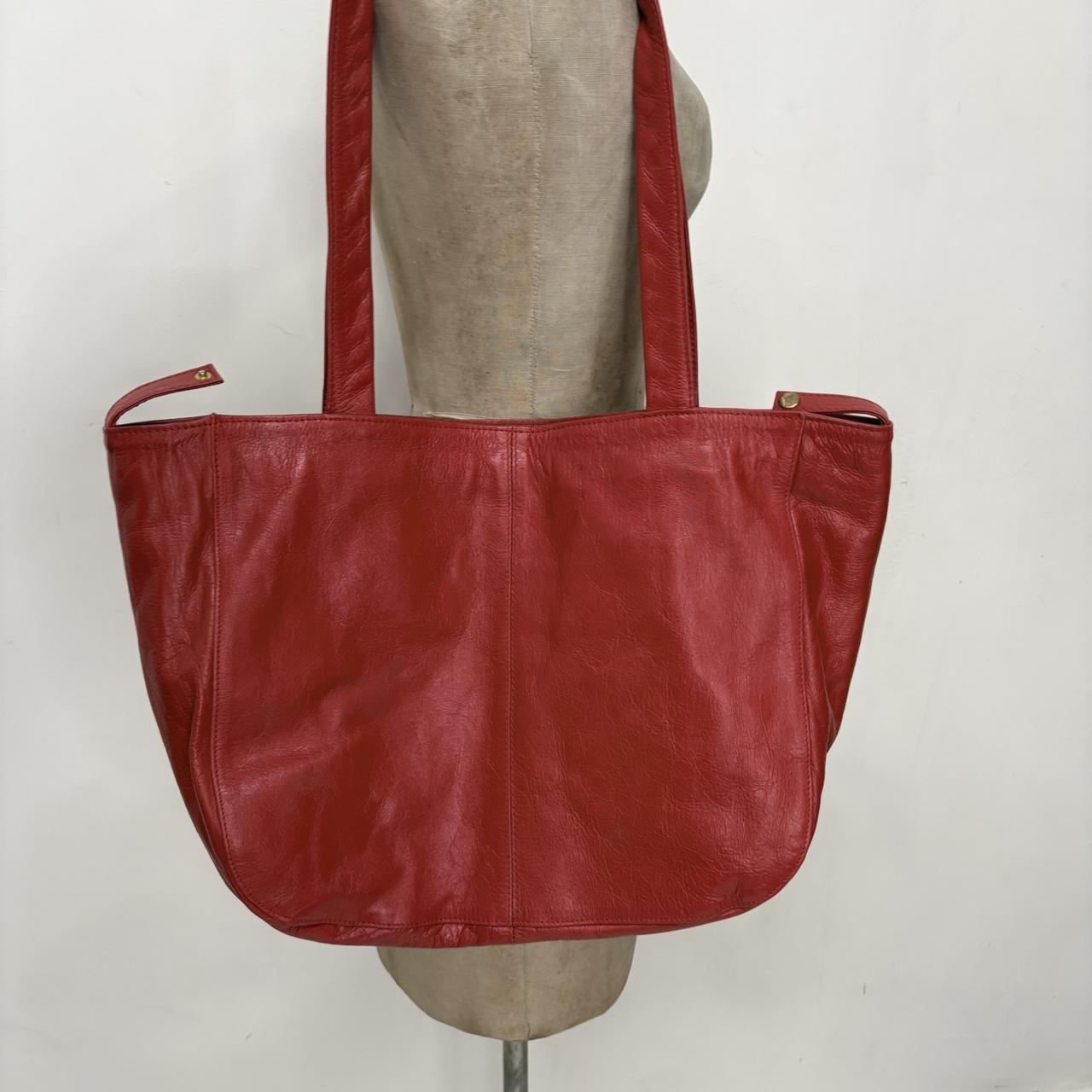 Red leather studded eyelet bag
