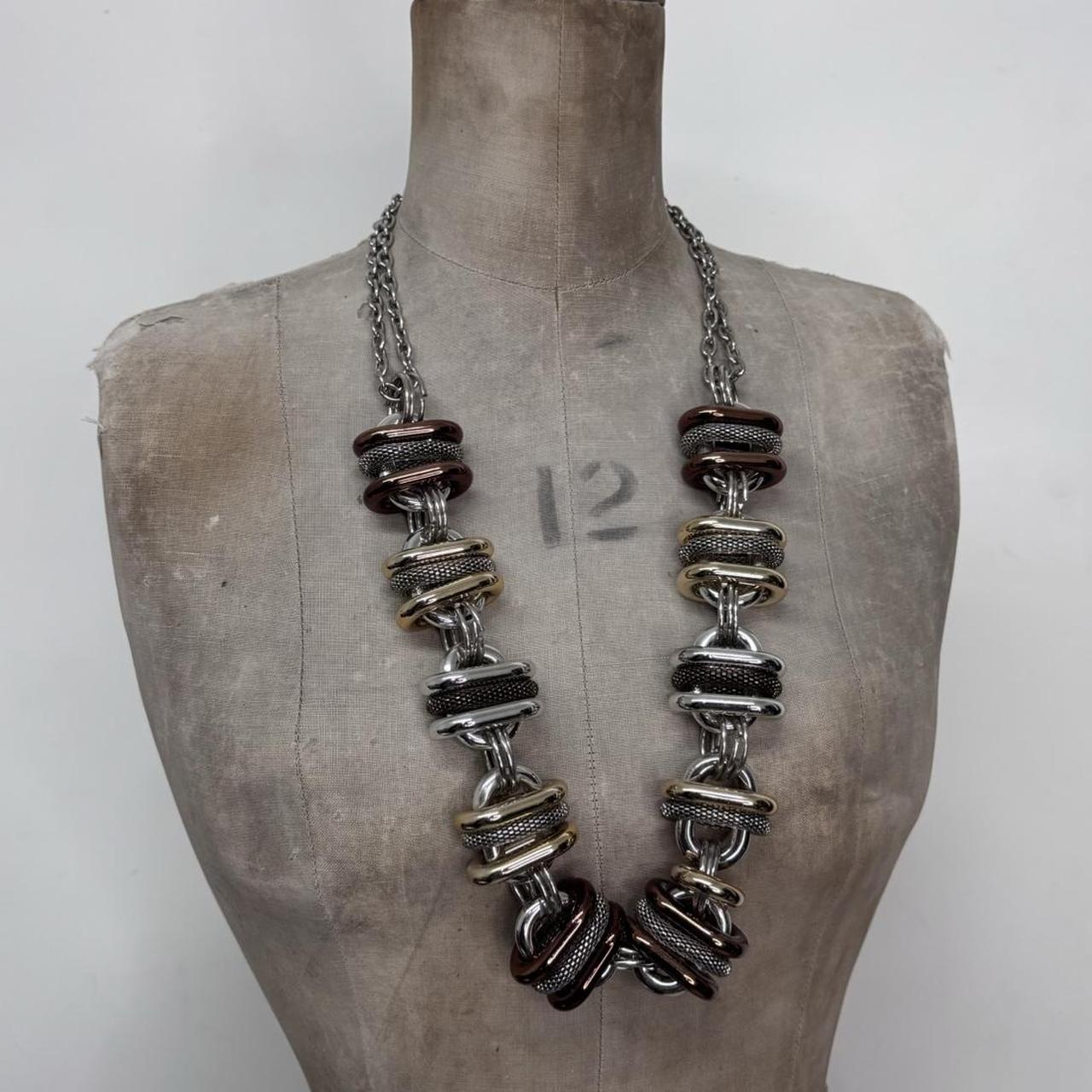Mixed metal chunky oversized grunge necklace