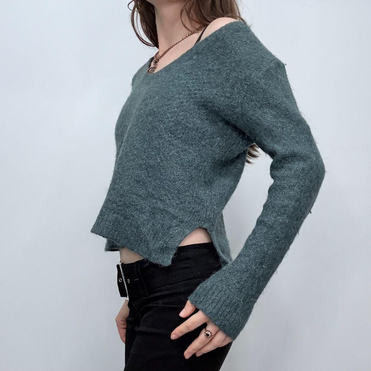 Sparkly slash neck mohair knit jumper