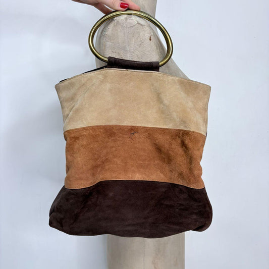Striped suede patchwork bag