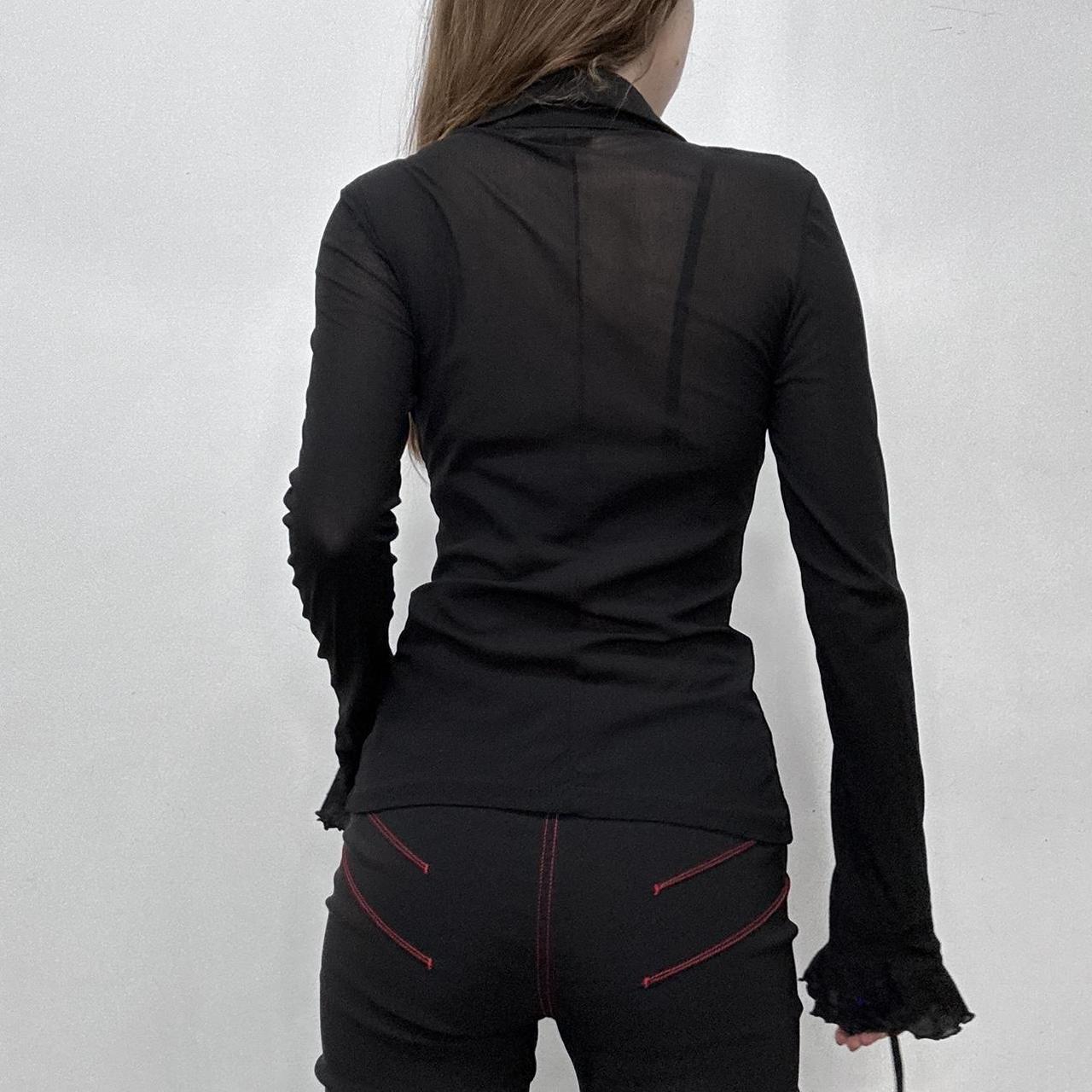 Black ruffle stretch shirt