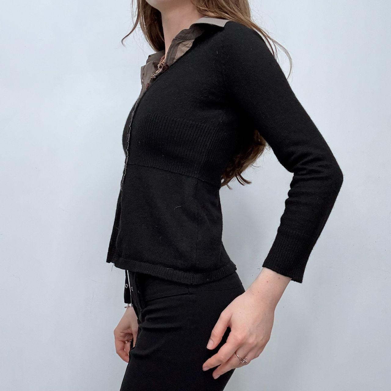 Knitted ribbed shirt cardigan