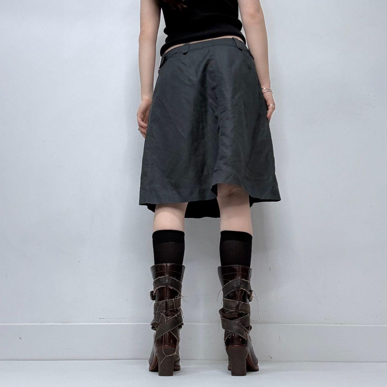 Structured flared black midi skirt