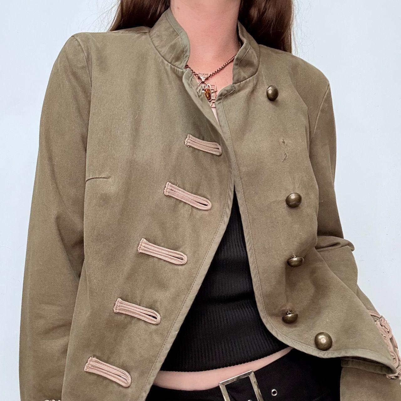 Khaki military asymmetric jacket