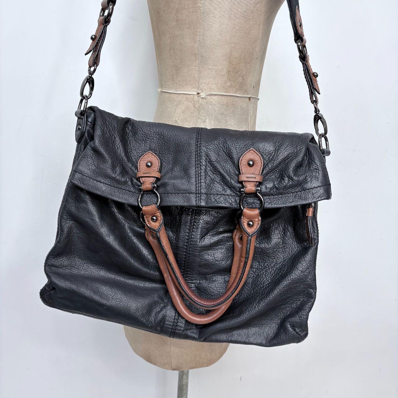 Black buckle leather bag