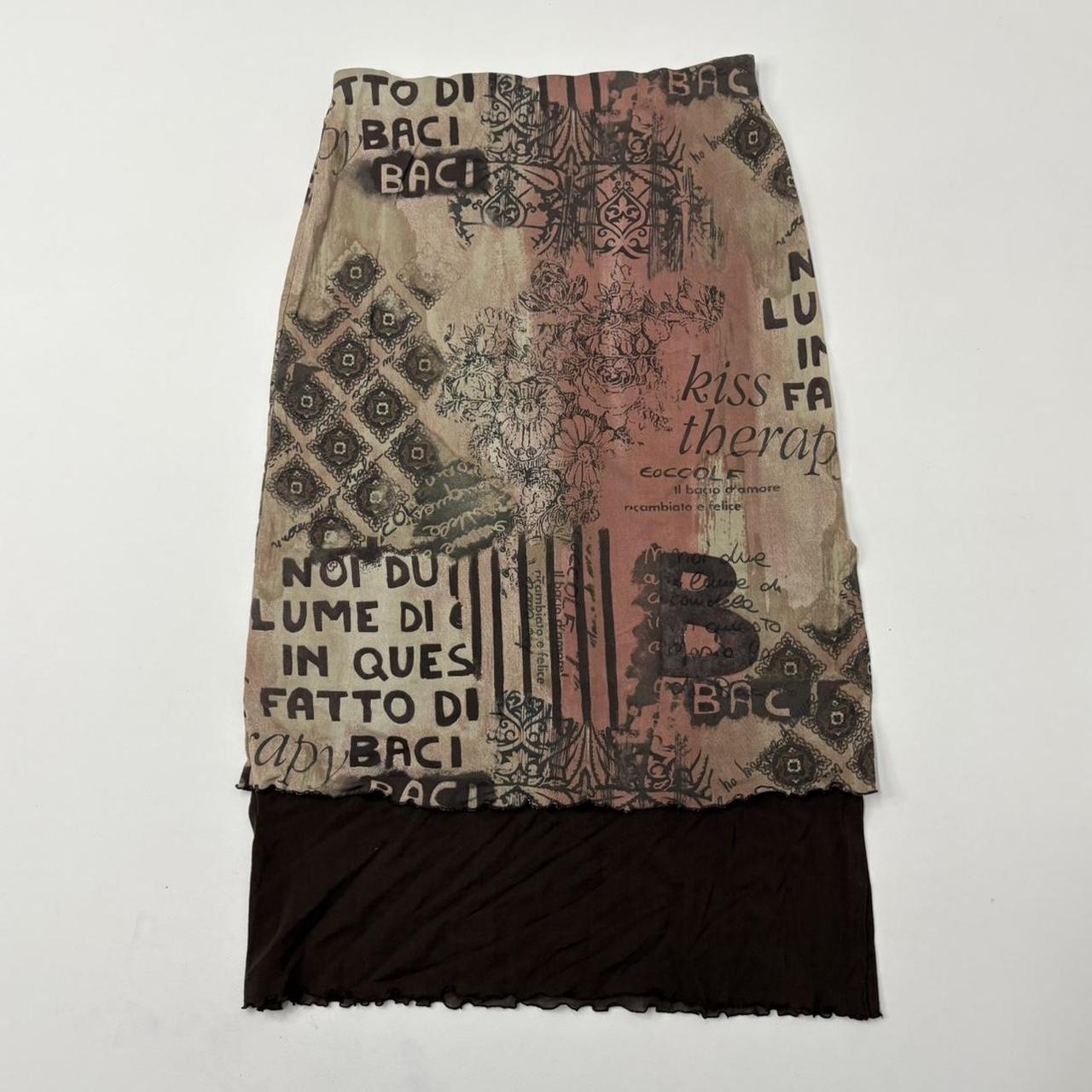 Sheer mesh graphic grunge y2k skirt