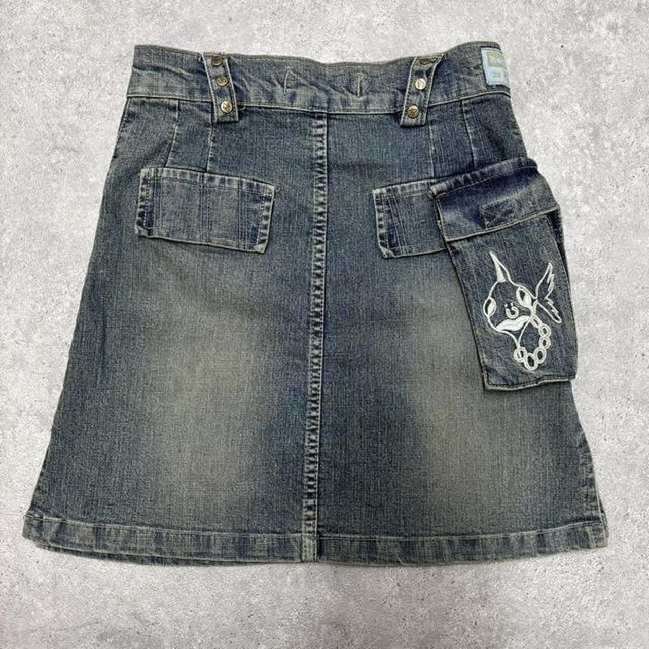 Mini cargo denim skirt