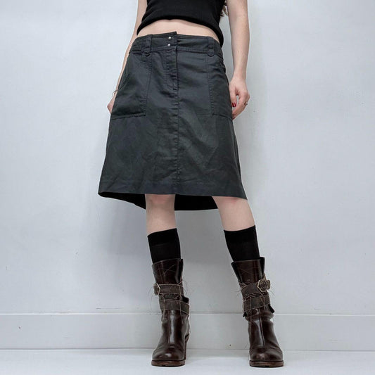 Structured flared black midi skirt