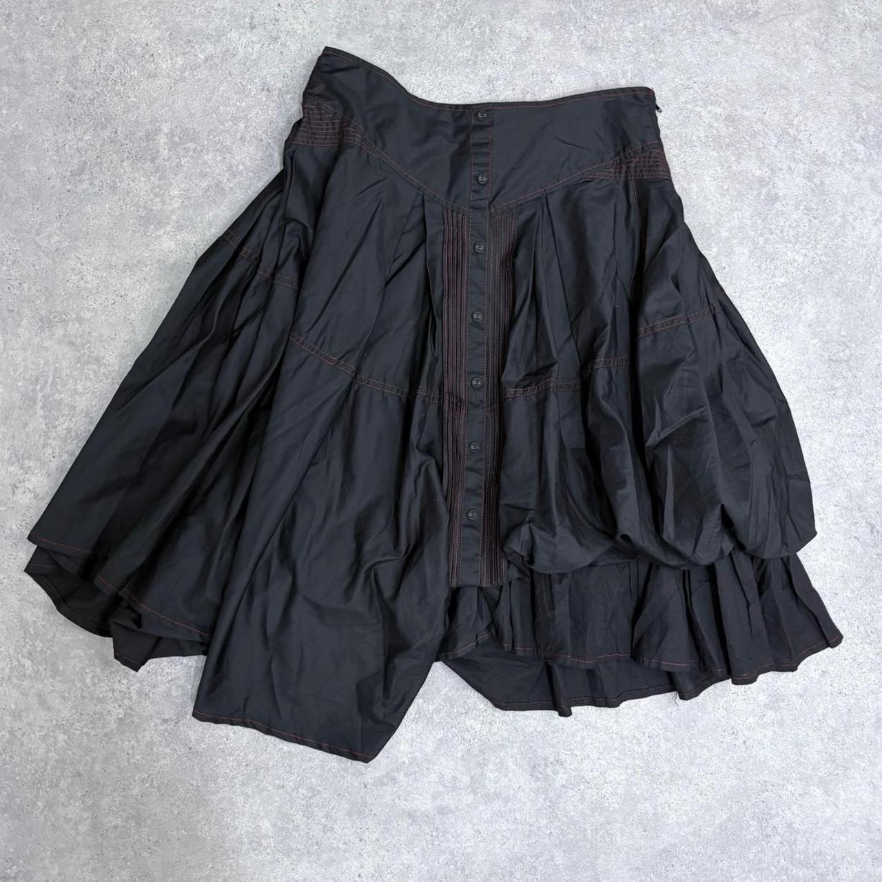 Black puff gathered grunge skirt