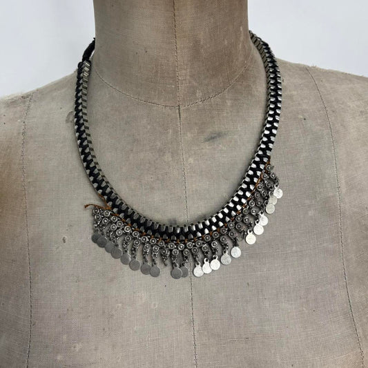 Silver chunky layered chain necklace