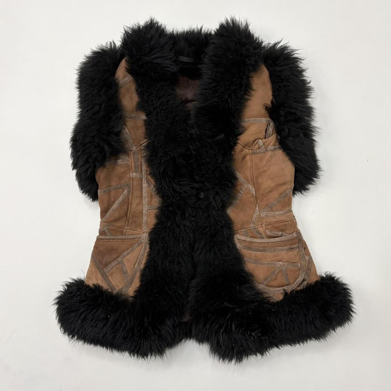 Black fur sheepskin gilet waistcoat
