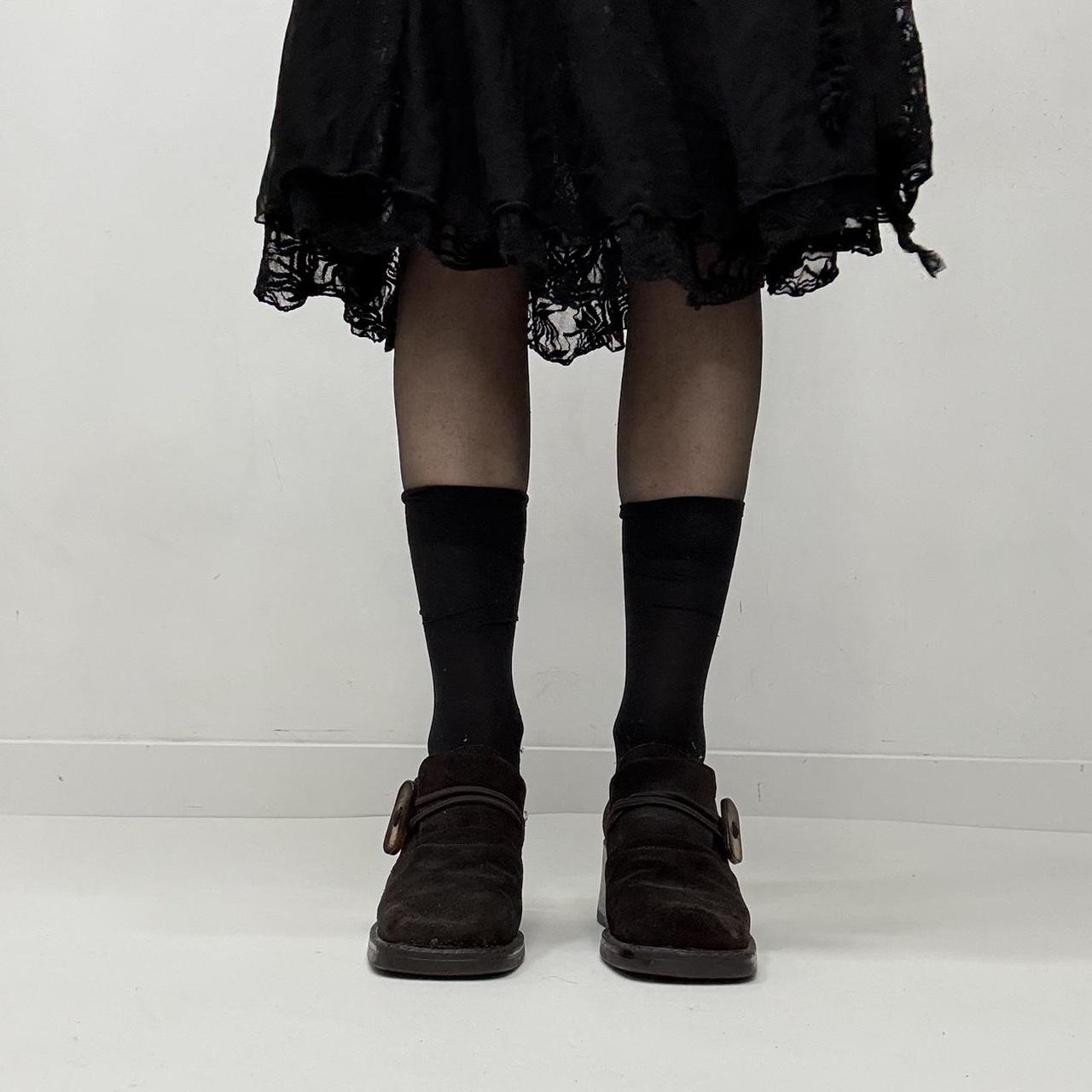 Brown suede square toe shoes