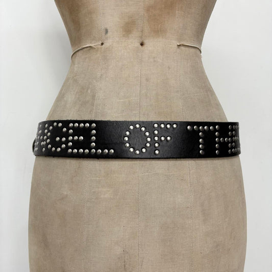 Black leather studded bag