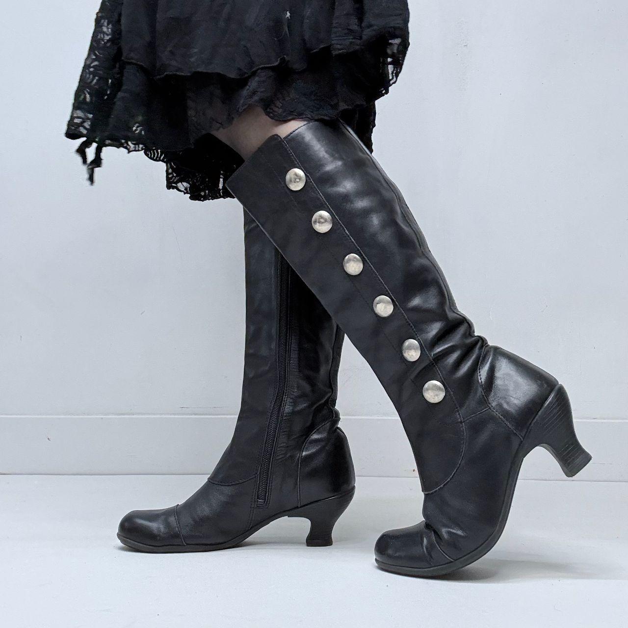 Black studded eyelet black boots