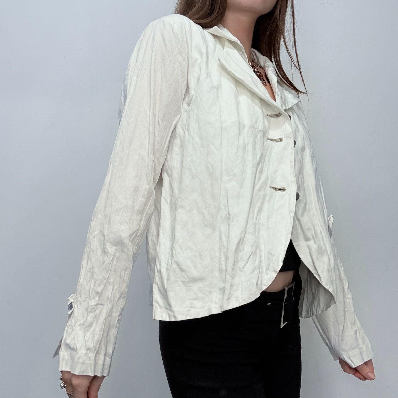 White crinkle flared jacket