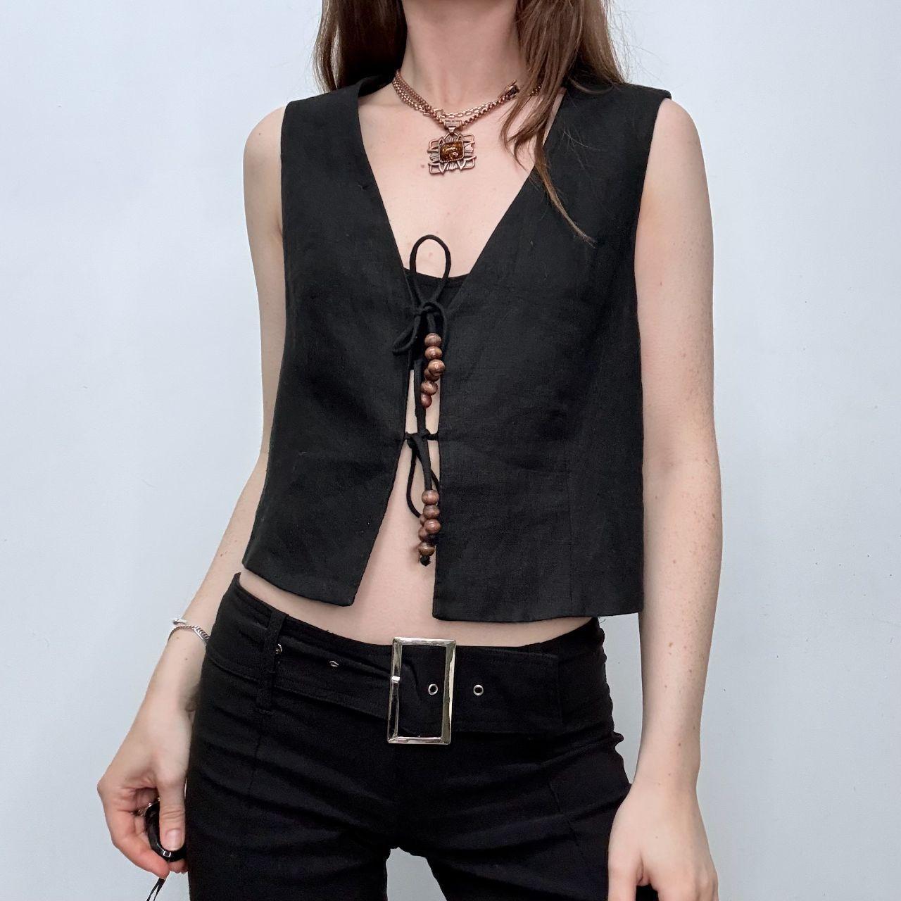 Black linen boho waistcoat