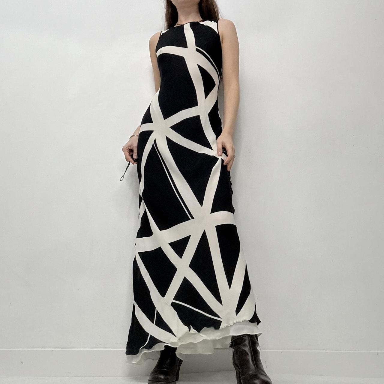 Black silk printed maxi dress
