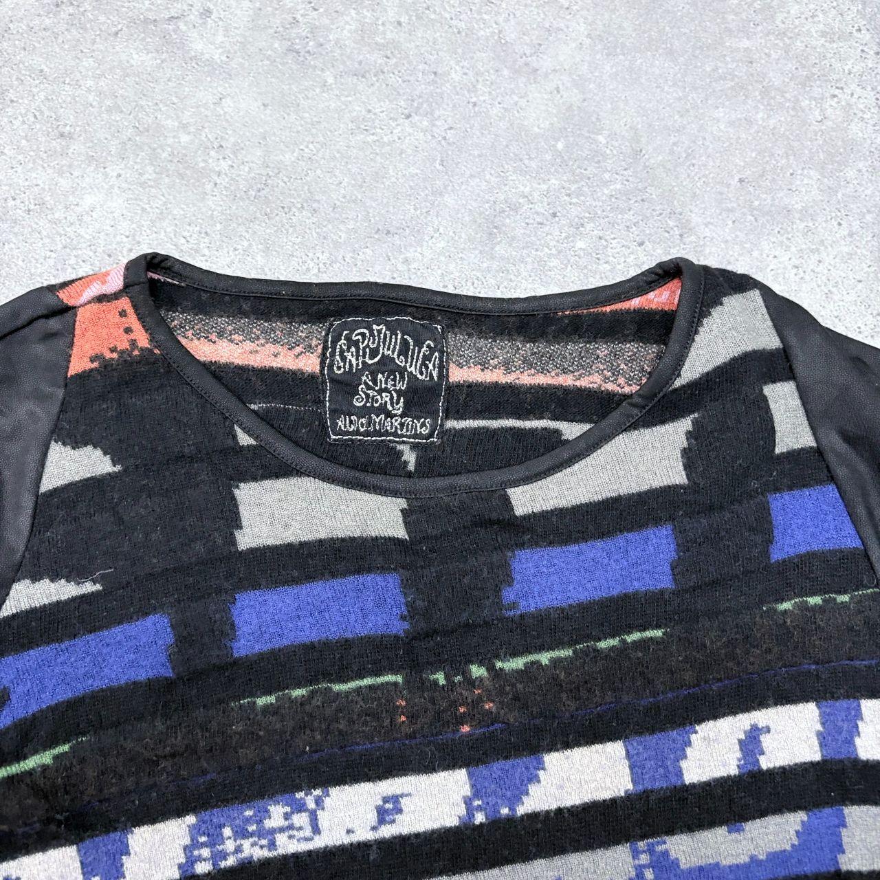 Printed black striped knit jumper top