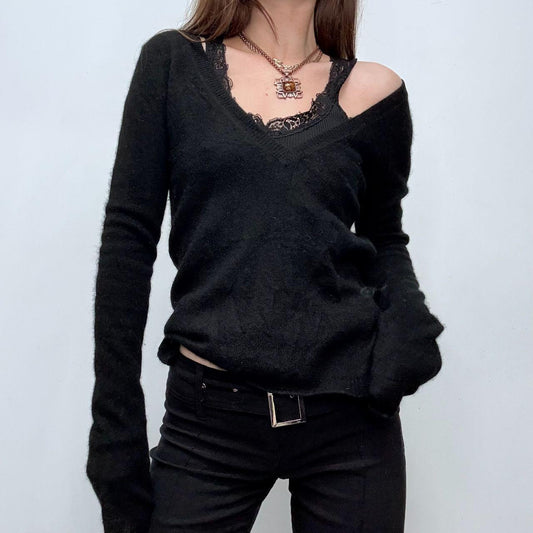 Black cashmere slouchy jumper