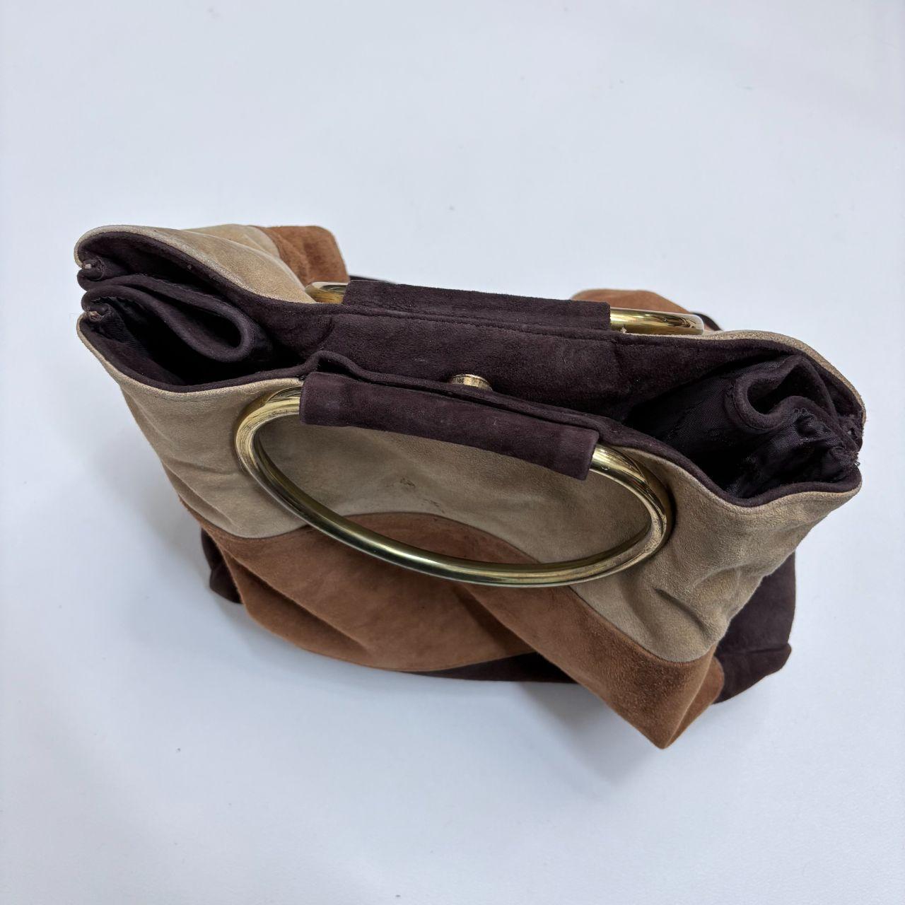Striped suede patchwork bag