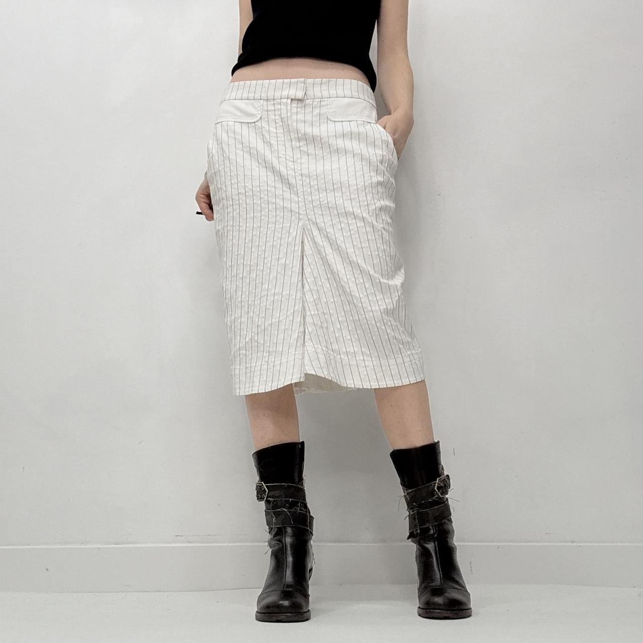 White pinstripe kenzo midi skirt