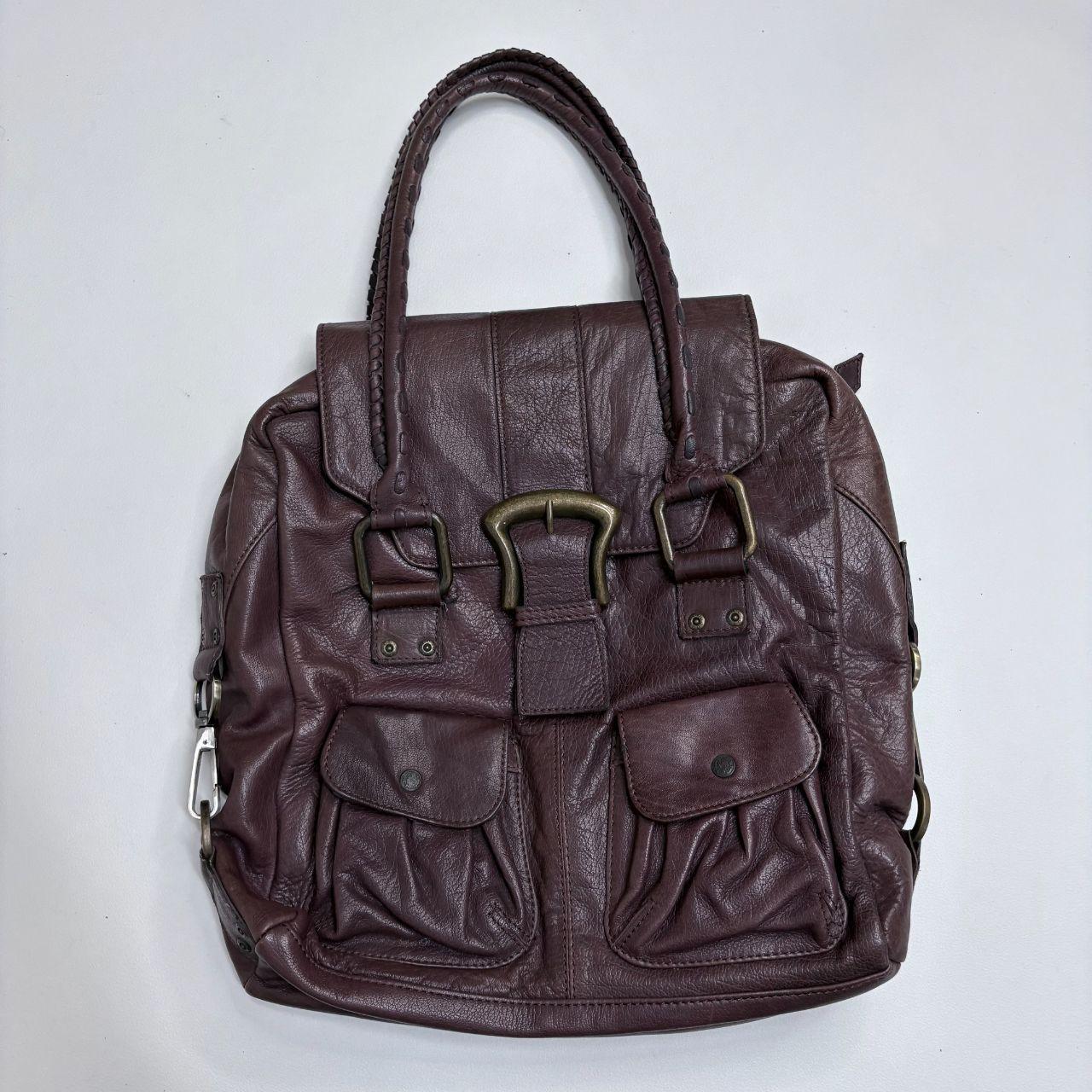 Chunky oversized brown leather bag