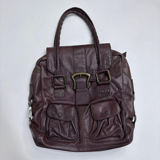 Chunky oversized brown leather bag