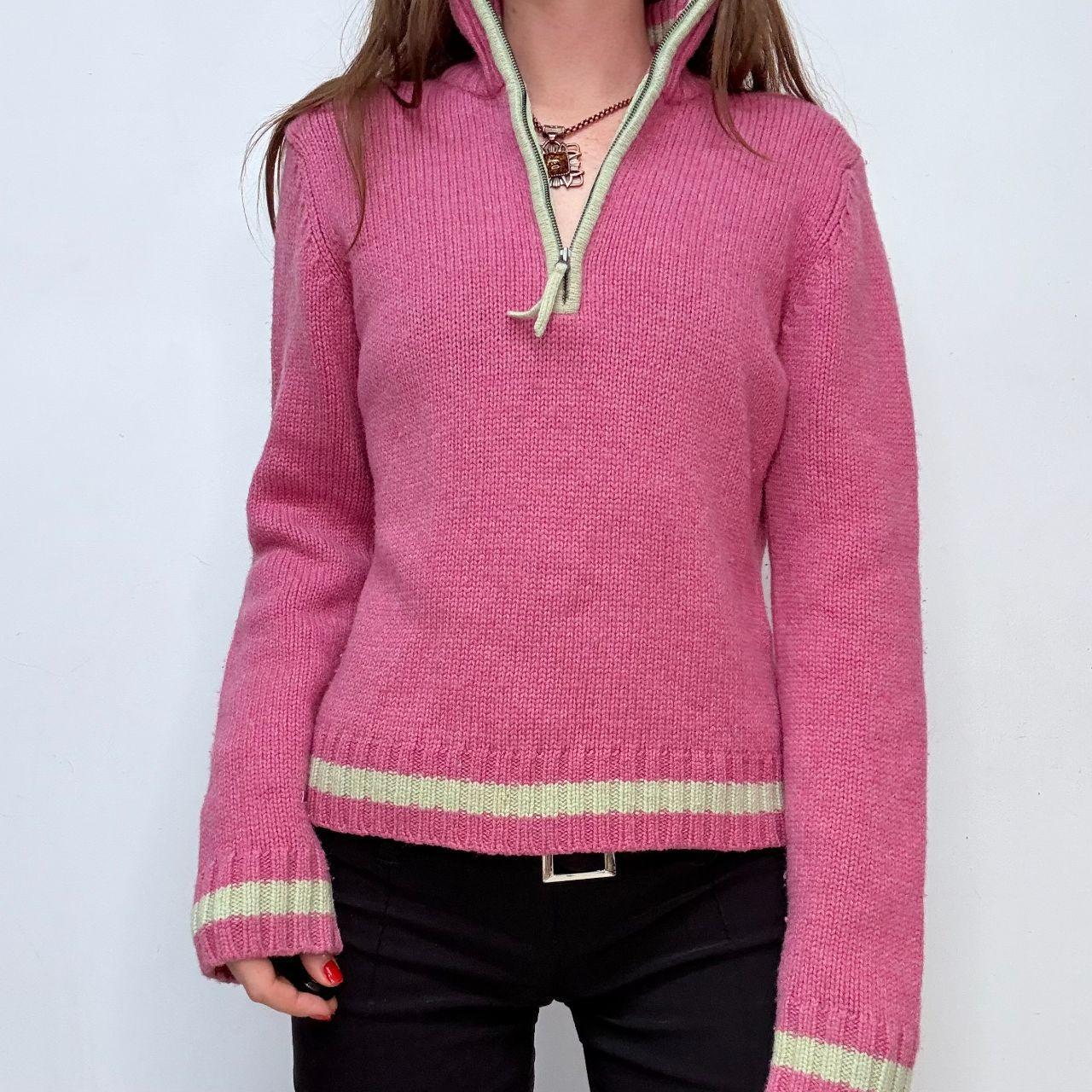 Pink wool knitted preppy jumper