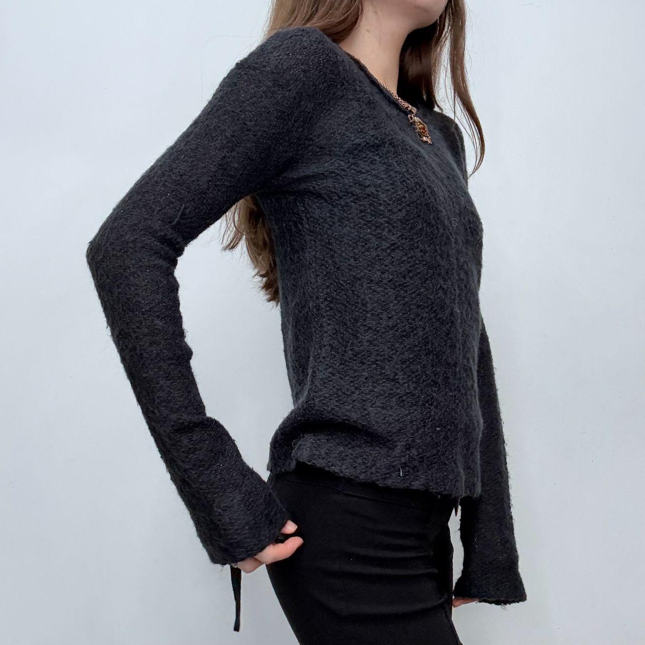 Sheer knit grey wool jumper