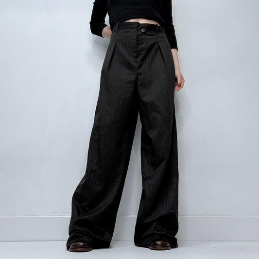 Grey pinstripe wide leg trousers
