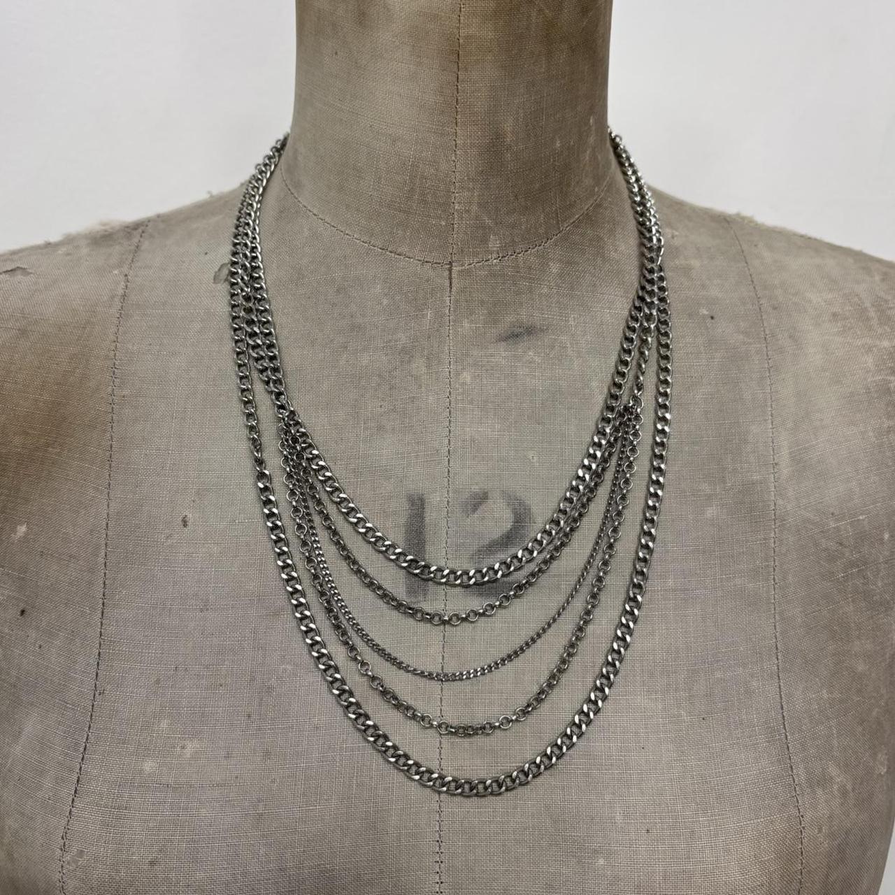 Silver chain long drape necklace