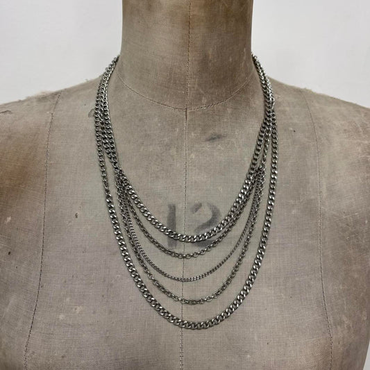 Silver chain long drape necklace