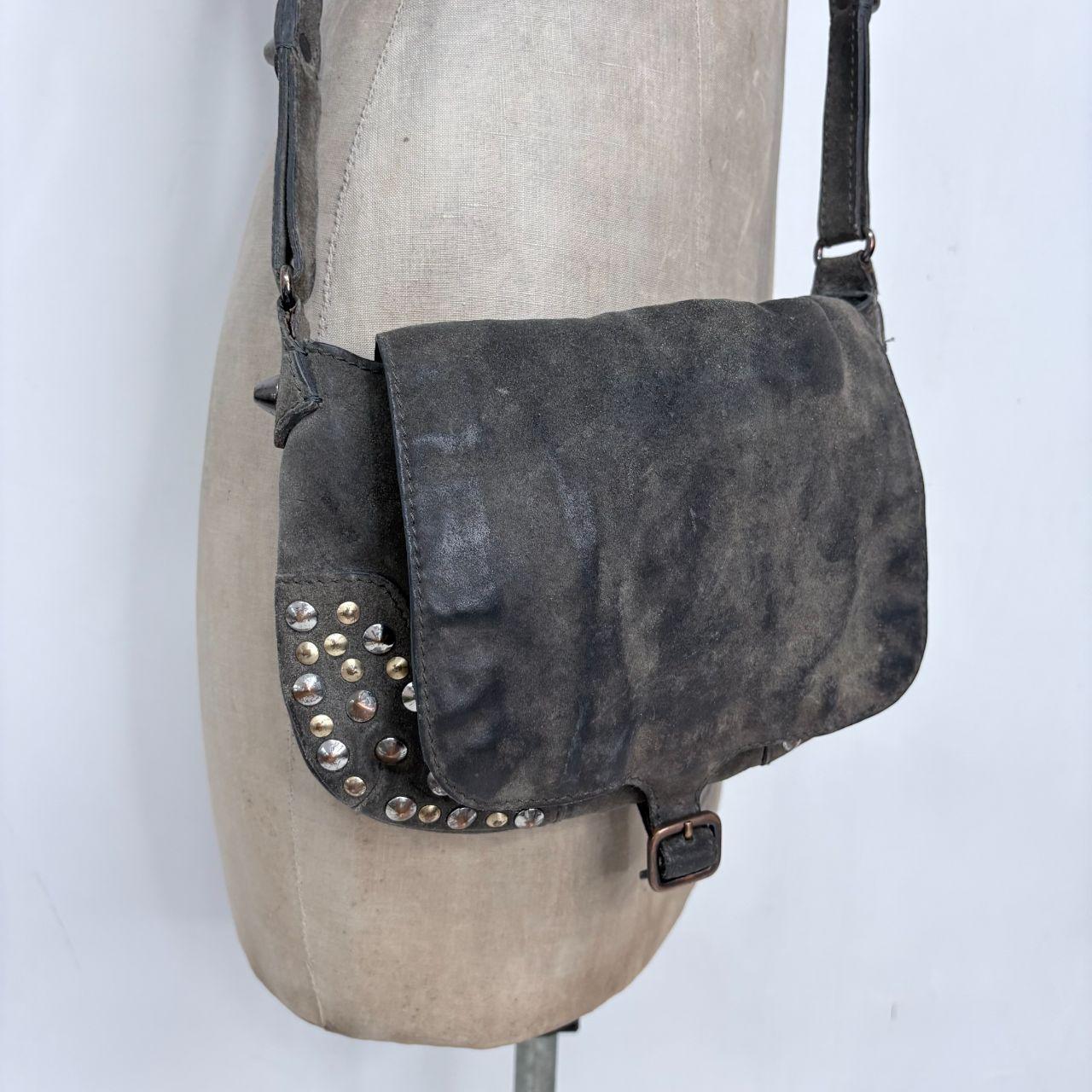 Studded khaki leather bag