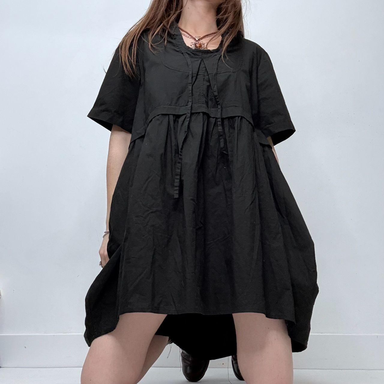 Black puff balloon mini dress