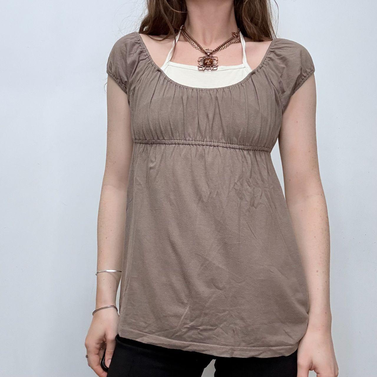 Brown layered flared halter top