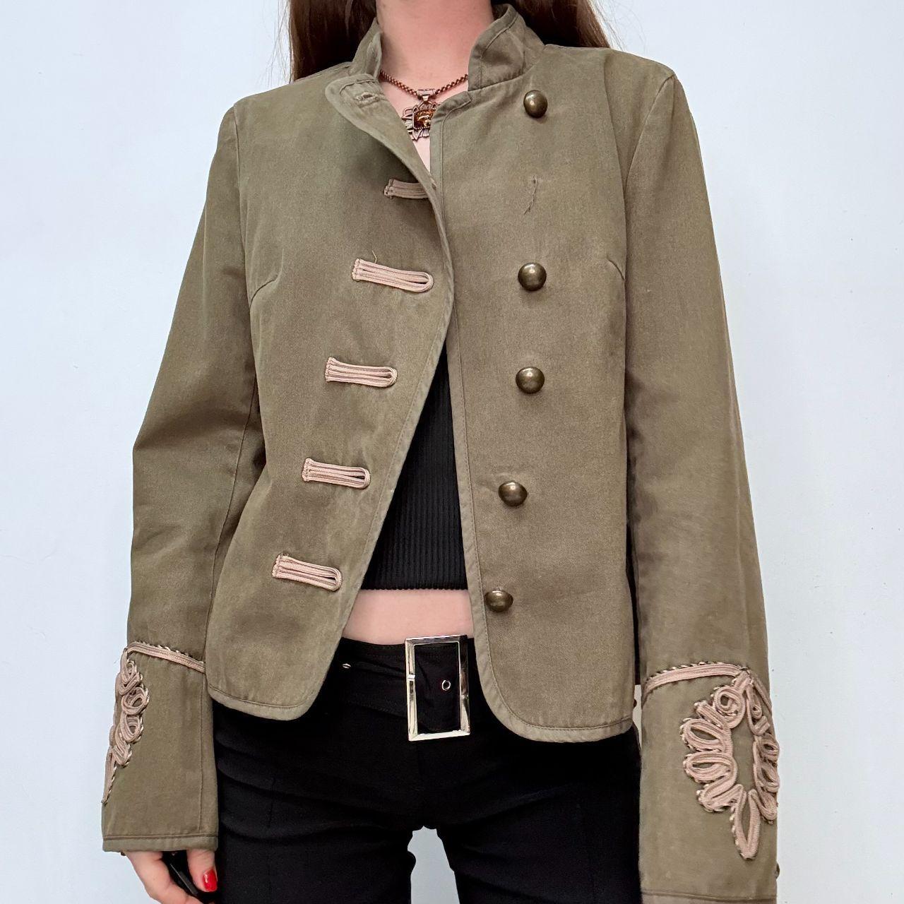 Khaki military asymmetric jacket