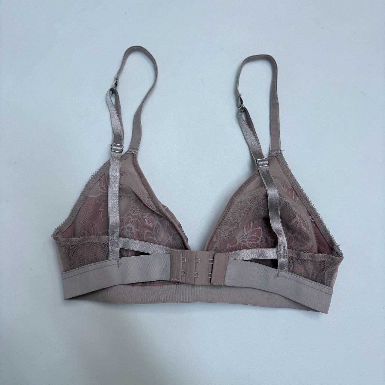 Pink satin floral lace bra