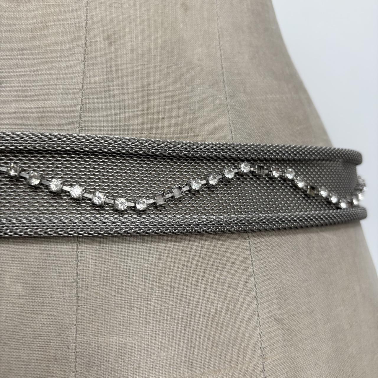Silver metal western studded belt