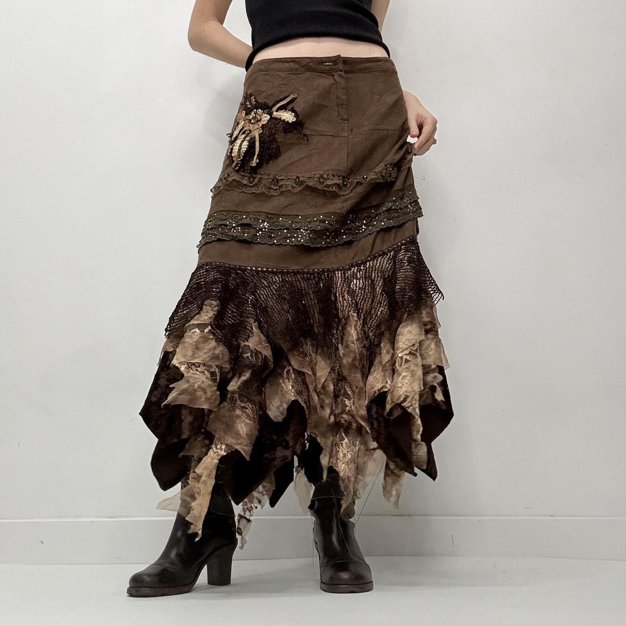 Brown lace fairy grunge skirt