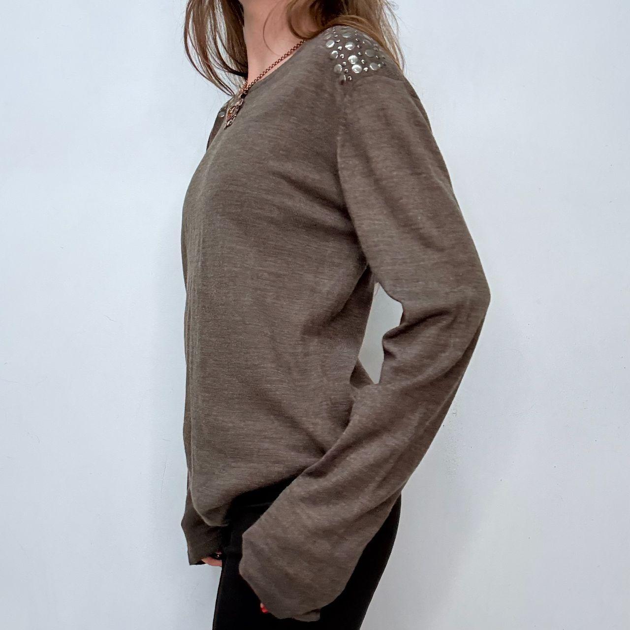 Brown knitted studded jumper