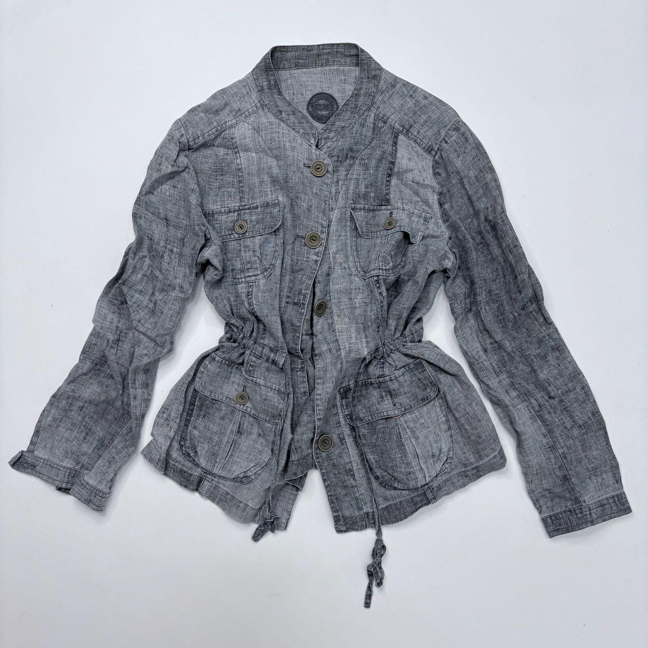Grey distressed fitted cargo shirt