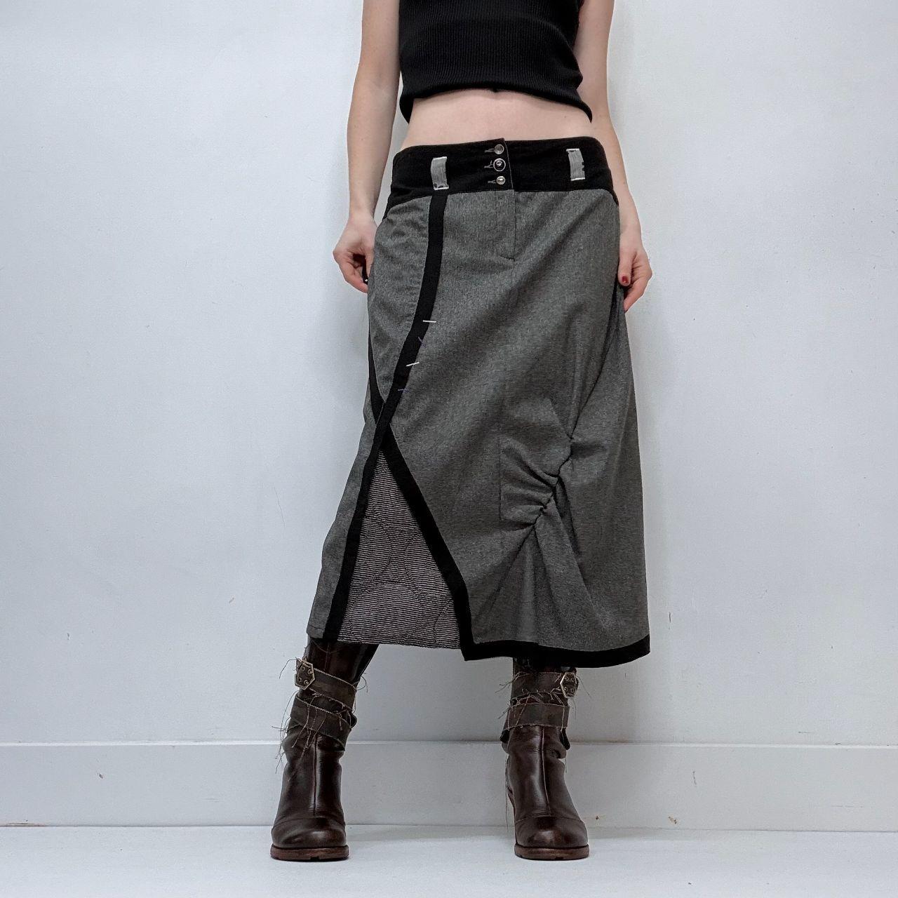 Grey preppy asymmetric office skirt