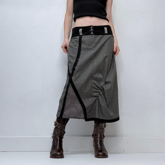 Grey preppy asymmetric office skirt